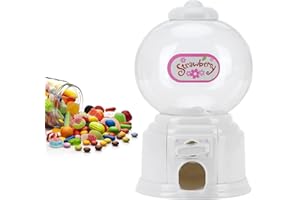 TOWEBOORY Máquina de Chicles de Plástico, Máquina Dispensadora de Dulces Máquina de Almacenamiento de Dulces Banco de Máquina de Chicles Mini Caja de Depósito de Dinero para Fiestas y Eventos (Blanco)