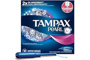 Tampax PROCTER & GAMBLE Pearl Plastic Unscented Tampon, Ultra Absorbency, Pack of 18