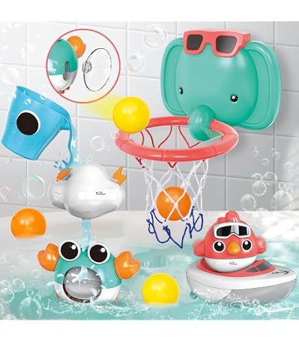 Omnikryp Jouets De Bain Bébé Avec Ventouse – Coffret Dinette Animaux Arroseurs 1-4 Ans, Amusant & Éducatif