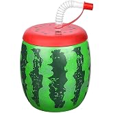 Titiz Marka Karpuz Desenli Pipetli Bardak, 900 ml Kapasiteli, &Ccedil;ok Renkli