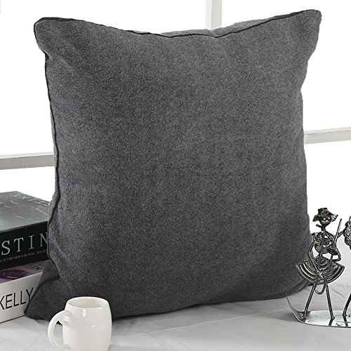 Deconovo Polar-Fleece Kissenbezüge, soft Kissenhüllen, Auto Dekokissen, Cushion Cover, 45×45 cm, Dunkelgrau - 3