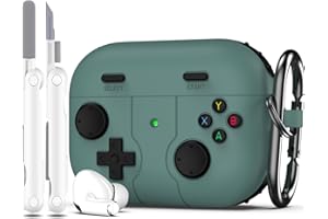 R-fun Etui kompatybilne z AirPods Pro 2. / 1. generacji, z zestawem do czyszczenia, klasyczna, ręczna konsola do gier, miękka skóra, silikonowa osłona do Apple AirPods Pro 2/1, etui do ładowania,