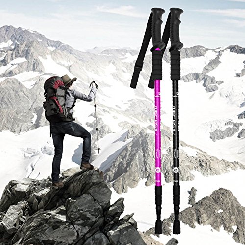 AUTOPKIO Trekking Pole Mit Tragetasche, Paar Wanderer Wanderstange Walking Pole 6061 Aluminiumlegierung Klappstab Ultralight zusammenklappbar, Anti-Schock mit EVA Schaum Griff - 7