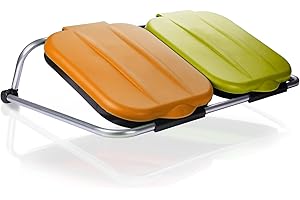 BigDean Müllsackständer Wandmontage Double 120L ORANGE+GELB Müllbeutelständer Müllsackhalter Mülleimer - Blauer Sack - Gelber Sack - Wandmüllsackständer Müllsackständer Wand