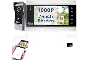 ANJIELO SMART WiFi Video Doorbell Camera with Monitor, Video Intercom System, 1080P 7 inch Wired Doorbell Camera, Support Remote Unlock, PIR Motion Detection, Two-Way Audio, Night Vision