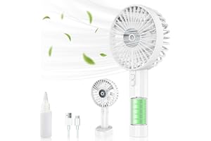 KOURIC Handheld Fan with Water Mist Spray-Portable Hand Fan Rechargeable Battery Powered,Usb Mini Small Silent Personal Powerful Hand Held Fans,Little Handbag Pocket Child Safe Fan,Outdoor Cool Travel Fan