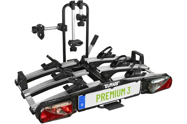 EUFAB Porte-Vélos Eufab 11522 Premium Pour 3 Vélos, Pour Attache de Remorque, Pliable, Pour 3 Vélos