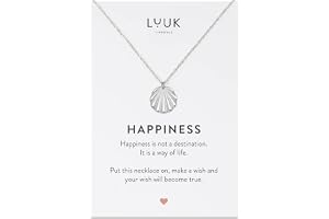 LUUK LIFESTYLE Halsband i rostfritt stål med olika berlocker och ett HAPPINESS-kort, lyckoamulett, vänskapsgåva, silver