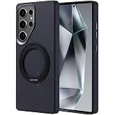 PSR Aksesuar Galaxy S25 Ultra Uyumlu Kılıf - Kablosuz Şarj Destekli | Karbon Fiber G&ouml;r&uuml;n&uuml;ml&uuml; | Standlı Zore Troy Kapak (Turun