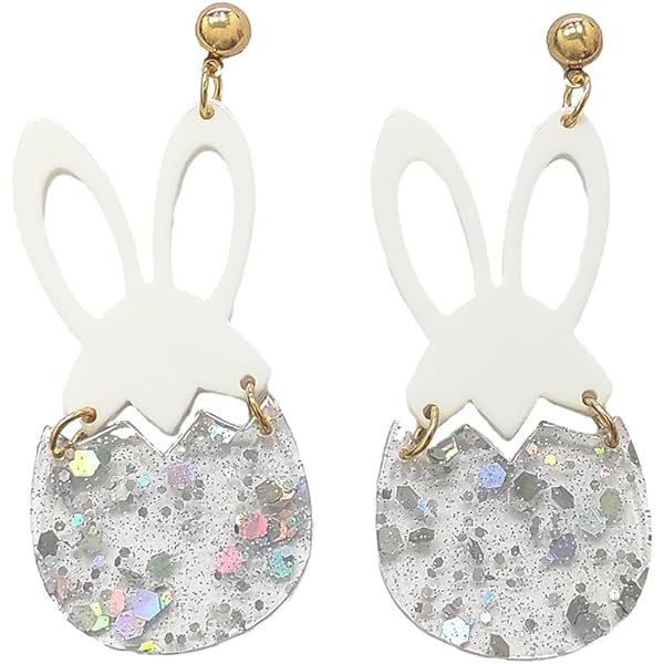 Orecchini Pasquali Carini Per Bambine - Coniglietti E Uova Colorate In Argento Anallergico