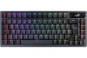 ‎ASUS ASUS ROG Azoth kabellose mechanische Gaming Tastatur (75% Formfaktor, ROG NX-Switches, PBT-Doubleshot-Tastenkappen, OLED-Display, Bluetooth, 2,4-GHz-RF Wireless, USB, DE QWERTZ-Layout) schwarz