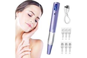 ZEBBYEE Derma Pen Eléctrico con Microagujas, Dermaroller Dermapen Eléctrico, 0 mm-2.0 mm aAjustable Derma pen con Pantalla LCD, para Arrugas Estrías Cicatriz de acne Perdida de cabello