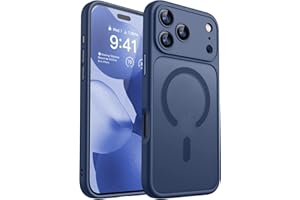 CANSHN Funda Magnética para iPhone 17 Pro (6.3 Pulgadas), Compatible con MagSafe, [Protección Total de La Cámara] Carcasa Fondo Mate Translúcido,Azul Oscuro