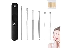 Yeluptu The Most Professional Ear Cleaning Master in 2023 Earwax Cleaner Tool Set, 6 PCS Ear Pick Earwax Removal Kit, Ear Cleansing Tool Set, Ear Curette Ear Wax Remover Tool (Black)