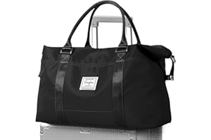 SEAFEW Bolsa de Viaje 45x36x20 para Easyjet,Impermeable Bolsa de Deporte para Gimnasio,Bolsa de Mano Equipaje de Fin de Semana para Mujer,Bolso de Natación para Playa,A01-Negro