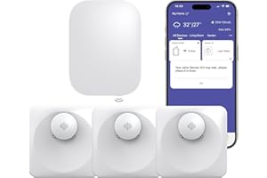 Onherm Smart Wassermelder, WLAN Wassersensor, Erfassungsbereich 100 m, 100 dB Alarm und App-Benachrichtigung, IP67 wasserdicht, Geeignet für Küchen, Keller und Bäder usw