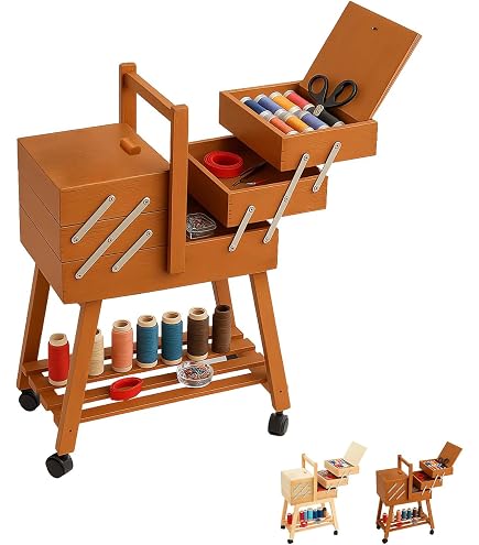 Professional Cooking Cestino Porta Cucito 3 Piani a scaletta Legno in Noce ( cm. 34x23x28