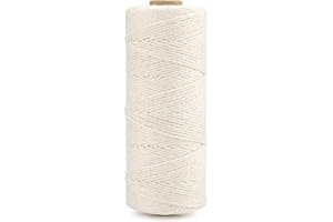 jijAcraft Filo di Cotone Naturale Corda Macrame 1mm x 200 Metri, per Fai da Te, Legare Carne & Salsiccia