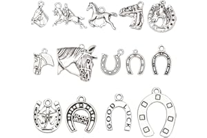 CHGCRAFT - Colgantes de herradura mixtos de caballo, con colgantes de caballo, 14 estilos, Metal