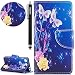 Produktbild HUDDU Bunt Muster Handyhülle Schutzhülle für Sony Xperia XZ1 Compact (4,6 Zoll) Hülle Gelb Blumen Schmetterling Slim Flip Leder Tasche Wallet Case Cover Ledertasche im Bookstyle mit Kartenfach Magnetverschluss Stand Wrist Strap Brieftasche Etui Handytaschen für Sony Xperia XZ1 Compact Klapphülle Mädchen