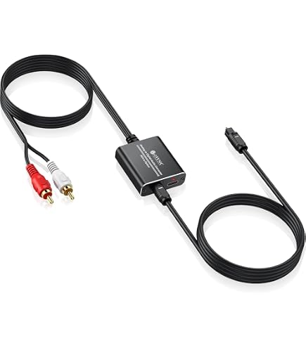 AUTOUTLET Convertisseur RCA Vers SPDIF Optique - Analogique Vers Numérique Audio Avec Câbles Inclus