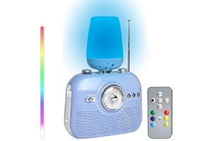 JOVELL Tragbares Radio AM FM, Retro Radio Bluetooth mit Kopfhöreranschluss, Notwetter-Handkurbelradio AM FM mit 4000-mAh-Akku/SOS-Alarm/Taschenlampe, Diffusor für ätherische Öle 50ML mit Lichtern in 7 Farben