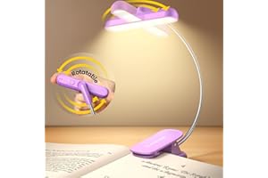Glocusent Rotatable Reading Light for Books in Bed, 22LEDs Dual-Row Design with Timer, Stepless Dimming & Color Adjustment, 1000mAh Rechargeable Book Light for up to 100hrs