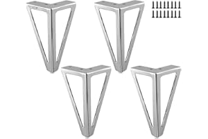 FURNITURE LEGS QENOVO 4 Stück Ersatz Möbelfüße Metall, 6" / 15cm Chrom Möbelfüsse, DIY Möbel Füße Tischbeine Schrankfüsse, Bett für Stühle, Schrank und Sofa, andere Möbelbeine. (15cm, Silver)