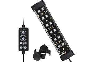 Hygger Sumergible Luz Acuario Led,24/7 Espectro Completo Iluminación para Acuario,8W Submersible Led Aquarium Light Fish Tank Light con 9 Colores de 20-43cm Tank