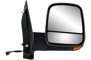 Fit System Beifahrerseitenspiegel für Chevrolet Express, GMC Savana, strukturiertes Schwarz, mit Blinker, Doppelobjektiv, klappbar, beheizte Leistung