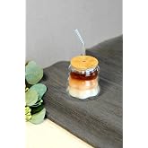 350 ml Borosilicate Cup with Pa&ccedil;i Bamboo Lid Grape Grain Glass Straw