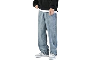 Sawmew Herren Jeans Hosen Y2K Baggy Hip Hop Jeans Gerades Bein Gewaschene Vintage Denim Hosen Teenager Jungen Skateboard Hosen Streetwear