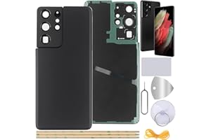 YHX-OU Noir Couvercle de Batterie pour Samsung Galaxy S21 Ultra 5G Coque arrière de Batterie de Rechange, Cache Batterie avec Lentille de Caméra pour Galaxy S21 Ultra 5G + Outils
