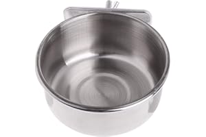 SYMPHONYW Bird Feeding Cups, Stainless Steel Pet Parrot Food Water Bowls Feeder Drinking Cup Bird Cage Accessory (S)