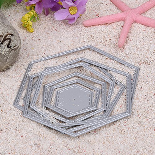 Amazingdeal365 7 PCS Hexagon Form Schablonen Schneiden DIY Dekor Sammelalbum Karten Buchzeichen Lesezeichen als Geschenk für Freunde Geburtstag Kinder,Kindergarten Hobby Schule Handarbeit Unterricht usw. Ein tolles Geschenk! - 3
