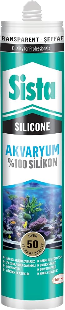 Sista Silikon Mastik Aquarium, Balıklara Zarar Vermeyen Akvaryum Silikonu, UV Dirençli Silikon Mastik, Elastikiyeti Yüksek Güçlü Yapıştırıcı, 1x280ml