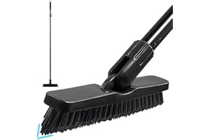 Mitclear Cepillo para Fregar Lechada en Forma V con Mango Largo(132cm), Limpiador de Azulejos Limpiar de Lechada con Cerdas Duras, Cepillo de Limpieza Suelo para Azulejos Baño Conica Ducha(Negro)