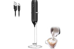 COKUNST Milk Frother Handheld, Rechargeable Drink Mixer for Matcha Coffee, Type-C Electric Portable Whisk Drink Mixer Mini Foam Maker for Hot Chocolate Frappe Latte(with Stand)