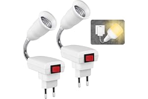 Sporgo 2 sztuki oprawki E27 z przełącznikiem E27 oprawka do lampy, elastyczna gęsia szyjka 20 cm, 360 regulowanych świateł do czytania do lamp kuchennych, lamp ściennych i żarówek