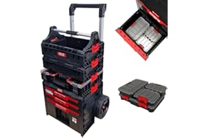 Kreher XL Werkzeugtrolley, Werkstattkoffer Set, Werkstattwagen Set ausQ-Brick Serie mit viel Zubehör! B x T x H in cm: 53 x 38 x 98 cm ! Der Mobile Alleskönner - Privat & Gewerbe (Set 15)