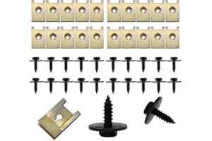 Fezf 60 Pezzi di Dadi a U per Auto, Clip Auto Carrozzeria, Clip di Fissaggio Tipo U in Metallo con Vite Autofilettante a Testa Esagonale,Robusto e Durevole