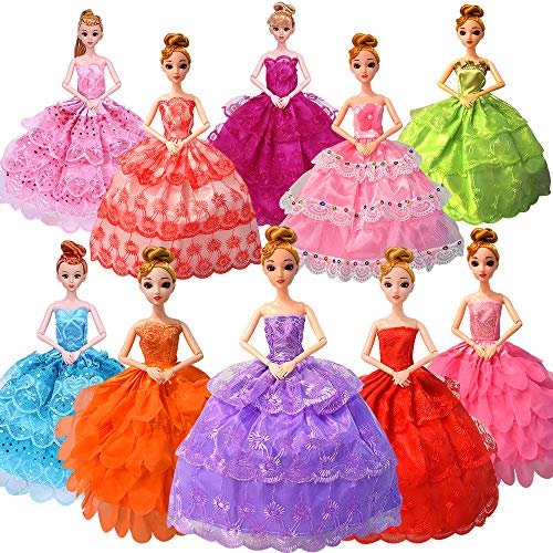 Blppldyci Doll Clothes for Barbie Clothes10 Pack Handmade Wedding Dress Party Gown Outfits Evening Skirt Costume Accessories Random for Barbie Doll Dress 11.5 inch