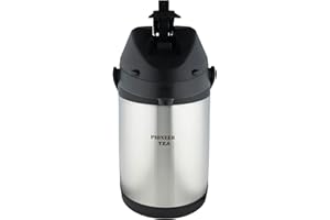 Pioneer 3,0 l Edelstahl-Hebel-Thermoskanne, auslaufsichere Flasche für heiße und kalte Getränke, einfacher Pump-Getränkespender für Veranstaltungen mit Tee-Etikett