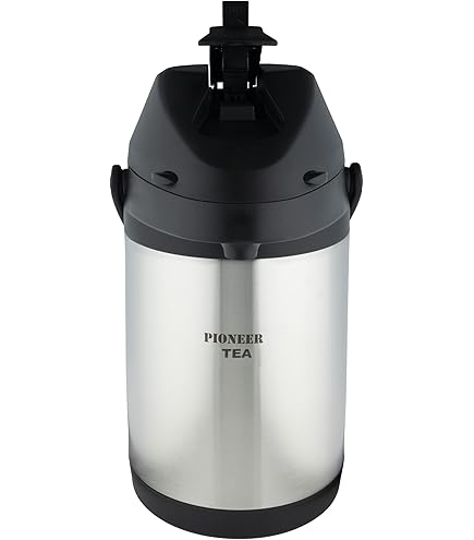 Pioneer 1,9 l roestvrijstalen thermoskan met hendel, lekvrije fles voor warme en koude dranken, eenvoudige pompdispenser voor evenementen met waterlabel