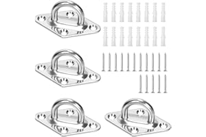 Swpeet Lot de 4 crochet M5 304 en acier inoxydable argenté, kit d'ancrage en plastique, crochet de plafond en U