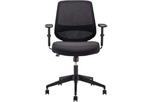 Amazon Basics Silla de oficina ergonómica, silla de escritorio, reposabrazos ajustables, soporte lumbar, agradable en la espalda, silla ejecutiva de malla, fácil montaje, 63,5 x 58,4 x 91,4 cm, Negro