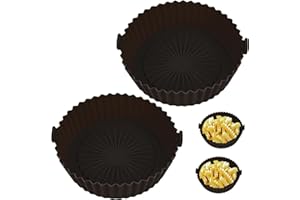YIKKI Silicone Air Fryer Liners Reusable Air Fryer Silicone Liner Air Fryer Accessories Replacement of Parchment Paper Liners Compatible with Ninja Air Fryer Accessories (6.3 inch, 2 x Black)
