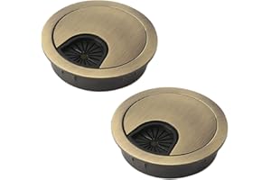 XCYROIIY 2 pezzi 80 mm passacavi da scrivania, foro per cavi in metallo, copertura rotonda per cavo per scrivania (bronzo)