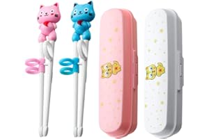 sylbx 2 Paires Baguettes Dapprentissage, Baguettes Chinoises Débutantes, Baguettes pour Enfants, Baguettes Portables, avec 2 Boîtes de Rangement, ​Réutilisable, pour Débutants, Enfants, Adultes