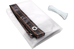 HanOBC Lona Transparente Impermeable de 1,5 x 2 m, Resistente al Agua, con Ojales y Cuerda de 10 m para jardín, Resistente a la Lluvia, Cubierta de la Planta de PE Transparente para jardín